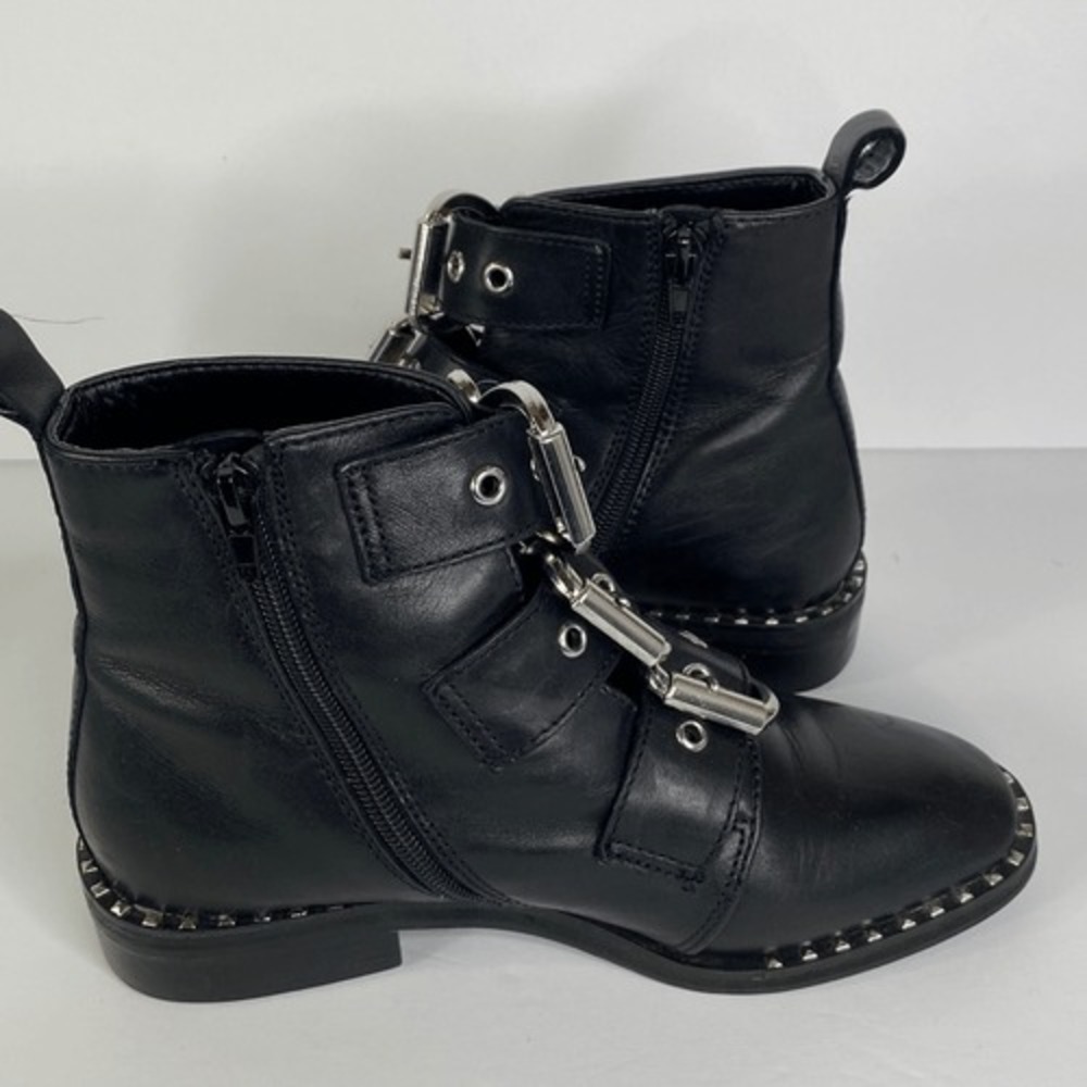Steve Madden Recharge Moto Buckle Bootie Leather Black 6.5 M